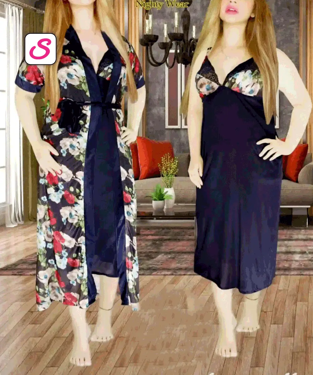 Gorgeous Peacock Synthetic Sexy Nightdress Two Part SonariBD 105481 (1)